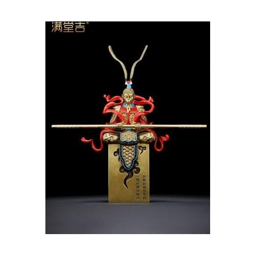 "struggle against Buddhas reverie" Copper sculpture grand saint sun wukong placed wine cabinet porch decorative decoration