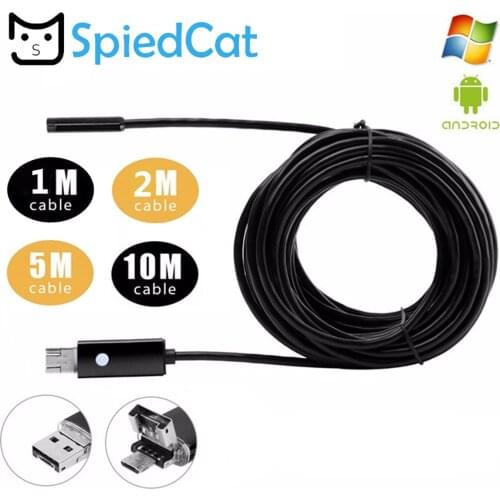 5.5mm Mini Lens 2in1 1/2/5/10M Soft Cable MicroUSB Endoscope Snake Car inspection Pipe Android USB Phone PC Window Camera