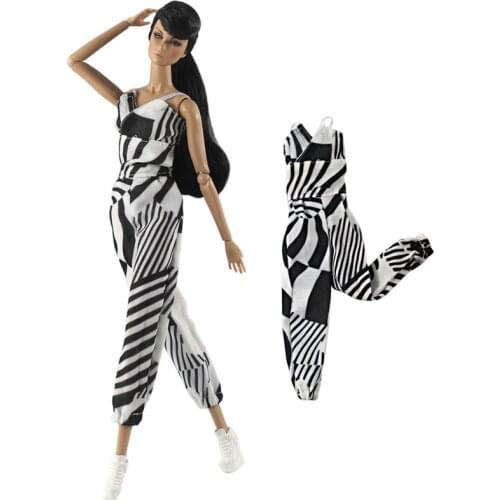 Zebra Animal Fashion Doll Clothes For Barbie Doll Outfits One-piece Jumpsuit Rompers 1/6 Doll Accessories For Barbie Dolls