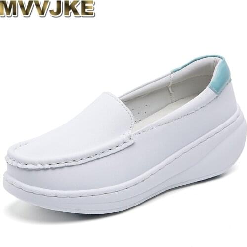MVVJKEFashion Sneakers Fitness Ladies Casual Shoes Womens Flats Split Leather Flats Platforms Breathable Slip on Female Sneake