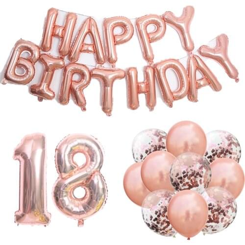 Set 32Inch Number 18 Aluminum Balloon Happy 18th Birthday Wedding Anniversary 18th Quinceanera Congratulations Baby Shower