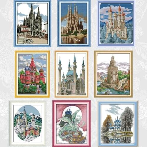 Joy Sunday Castle Series Cross-stitch Canvas 11CT 14CT Embroidery Needlework Set DIY Handmade Crafts Factory Wholesale