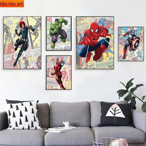 Marvel Captain America Iron Man Diamond Painting Marvel Superhero Diamond Mosaic Cross Stitch Kits Room Decoration