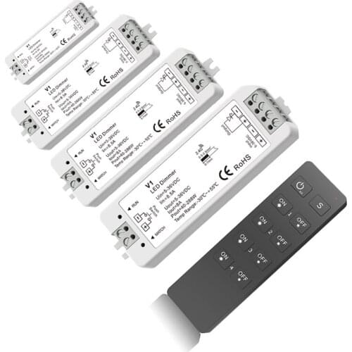 New Led Strip Dimmer 12V 4 Zone RF Wireless Remote RU4 Constant Voltage Receiver V1 Led 5050 3528 Single Color Strip Dimmer