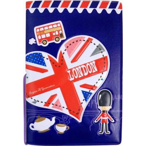 3D Bule I Love London Travel Passport Cover,Business Porte Carte Simple, , Credit Card Holder for travel 9.6*14cm