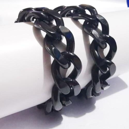 15mm wide huge heavy stainless steel black curb link chain necklace for mens gifts 18-32 inch choose .xmas gifts birthdays gifts
