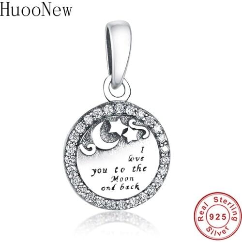 Fit Original Charms Bracelet I Love You To The Moon And Back Dangle 925 Sterling Silver Jewelry Pendant Berloque Bangle