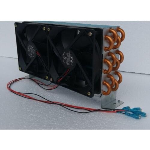 PURSWAVE CP4x6x240 Mini condenser Radiator with 2pcs 12V24V220V 120*120*25mm fan Fin space copper tube heat exchanger