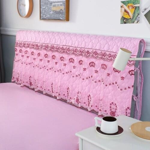 Romantic Cotton Quilted Bed Headboard Cover 200x55cm Luxury Lace Bed Head Dust Cover Princess Pink Lace Soft Graceful Head Cover