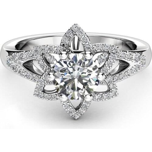 Luxury FLOWER Cubic Zircon wedding Rings for Woman Elegant Female Party Finger Jewelry girl Gift Dropshipping