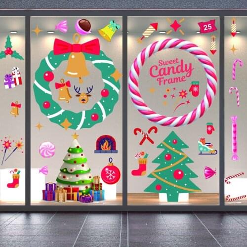 Christmas Window Decal Candy Snowflake Stickers Winter Wall Decals for Kids Rooms New Year Christmas Window Decorations