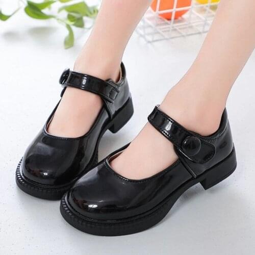 Pink White Black Childrens leather shoes for student Girls princess shoes kids performance shoes chaussure fille 3 4 5 6 7-13T