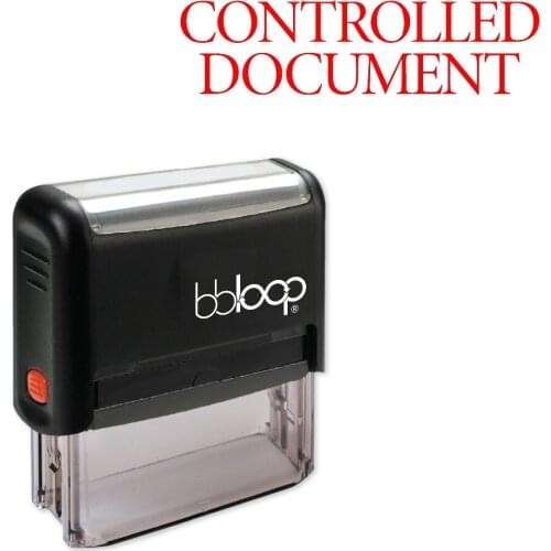 BBloop "CONTROLLED DOCUMENT" Self-Inking Stamp, Rectangular, Laser Engraved, RED