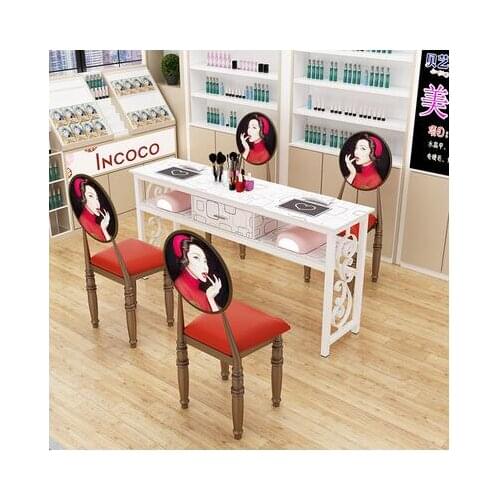 Net red manicure table and chair set special price economic manicure table single double seat chair simple decoration