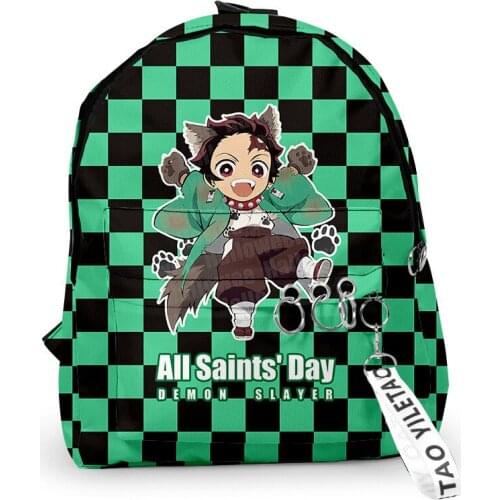 Demon Slayer Cosplay Kawaii Anime School Backpack Casual Unisex Character 3D Print Japanese Shoulder Travel Bags For Boy Girls