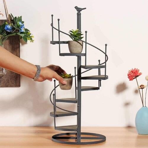 Nordic Modern Vintage Iron Planter Rack Swirl Stairs 8 Tier Plant Stand Flower Pot Herbs Holder Display Potted Shelf Organizer