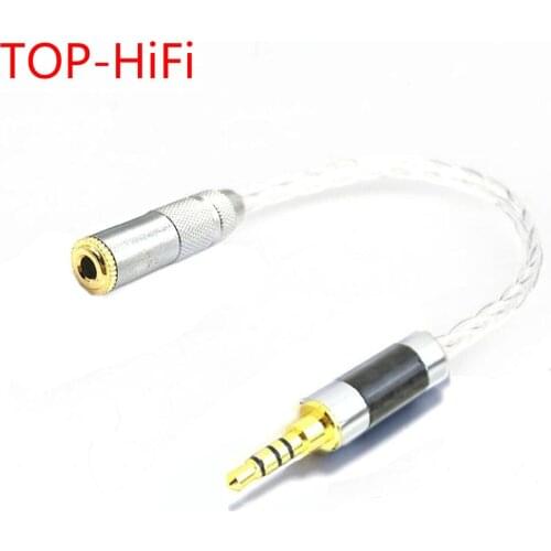 TOP-HiFi 3.5mm TRRS Balanced Male to 3.5mm Stereo Female Audio Adapter Cable 7nOCC Silver Plated 3.5mm to 3.5mm Cables