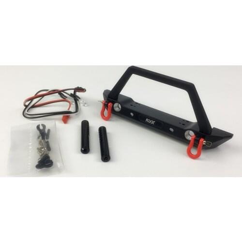 TRX-4 Metal Front Bumper with Led Light for 1/10 RC Crawler Car Traxxas TRX4 D90 D110 Defender Axial SCX10 90046 Upgrade Parts