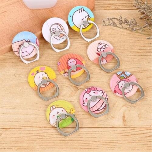 *UVR 360 Degree Lovely Rabbit Circle Finger Ring Smartphone Stand Holder Mobile Phone Snowman Holder For Iphone Huawei All Phone