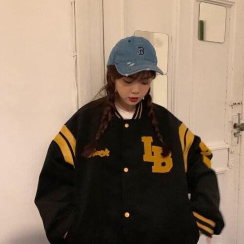 2021 jacket female autumn and winter new Korean version of loose plus velvet thick sweater student ins baseball uniform tide y2k