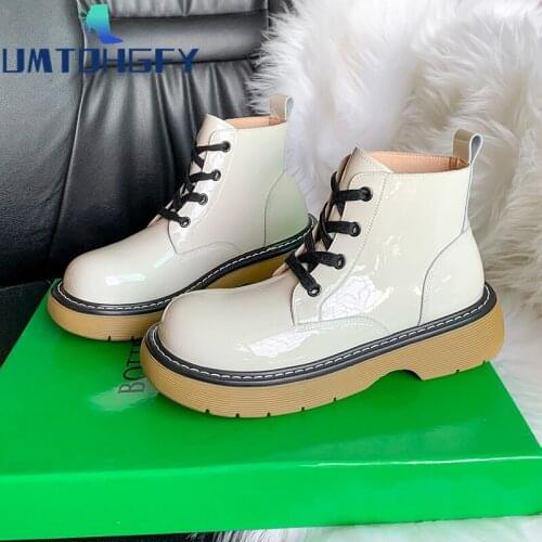 Womens Boots Genuel Lether Solid Rubber Lace Up Fashion Female Girl Ldays Autumn Spring Daliy Casual Flats Shoes Ankle Short