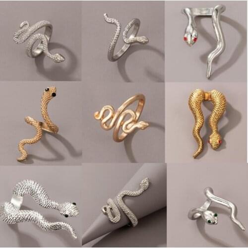 European Punk Snake Open Single Ring Metal Punk Adjustable Design Animal Exaggerated Ring for Women Men Party Jewelry Anillo