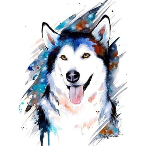 Animal Dog Husky Printed Fabric 11CT Cross-Stitch Complete Kit DIY Embroidery DMC Threads Handicraft Sewing Wholesale