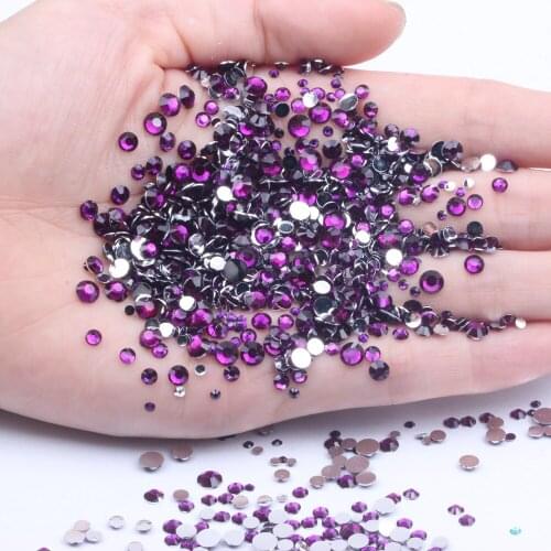 2-6mm Old Rose Resin Rhinestones Round Flatback Non Hotfix Diamonds Appliques For Craft Fabric Wedding Dresses