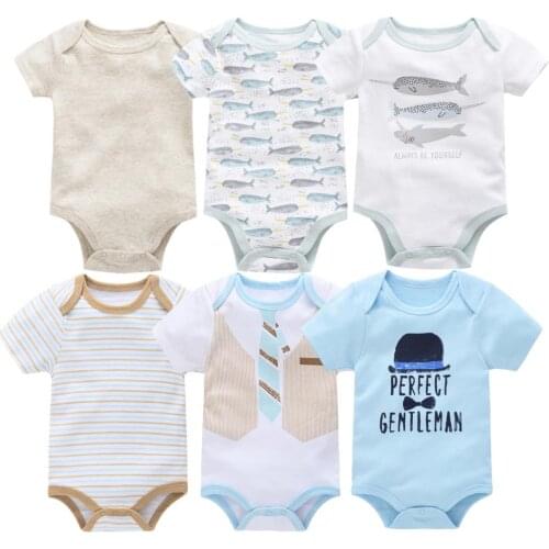 2021 Summer Newborn Baby Boys Clothes Striped Cotton Baby Girl Clothes 6pcs Cartoon Unicorn Baby Clothing Jumpsuits Bodysuits