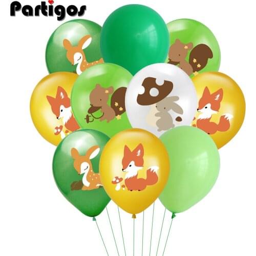 30Pcs 12" Squirrel Fox Deer Jungle Safari Animal Latex Balloons For Forest Theme Party Supplies Kids Birthday Party Decor Ballon
