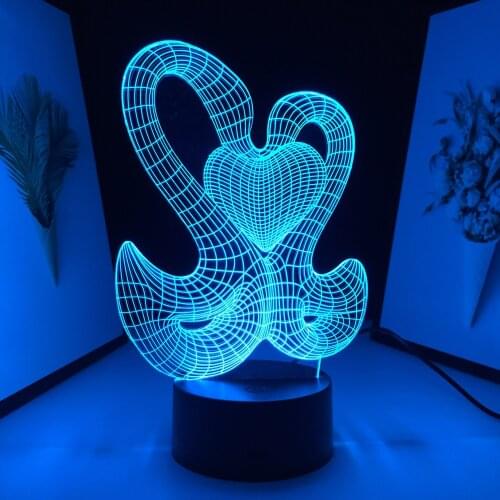 Valentine series 3D Lamp Middle swan love heart for Home Bedroom Table Decoration Night Light Couple Festival Birthday Gifts