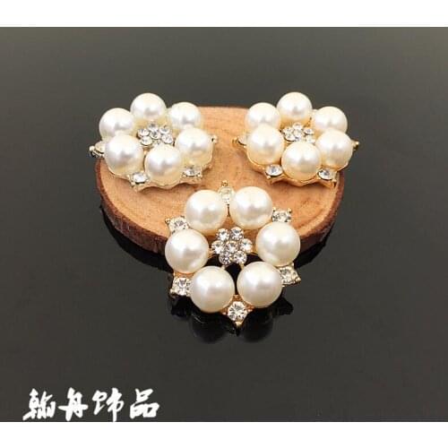 5 Pieces 27mm Gold Alloy Button Flat Back Rhinestone Button Embellishment DIY Craft