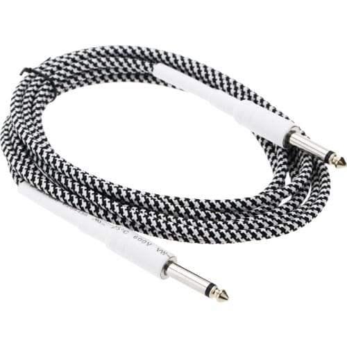 Guitar Cable 3 Meters Long Audio Cable Black and White Woven Flower Smooth Transmission Electric Guitar and Guitar Accessories