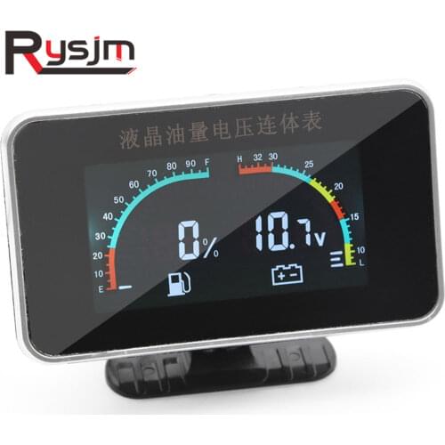 2 in 1 LCD Car Digital Voltmeter Auto Gauge Voltage Fuel Gauge Volt Meter Auto Replacement Parts 12V Universal Car Motorcycle