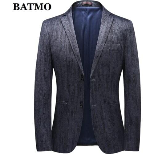 BATMO 2021 new arrival sping high quality Plaid casual Grey blazer jackets men,plus-size 6255
