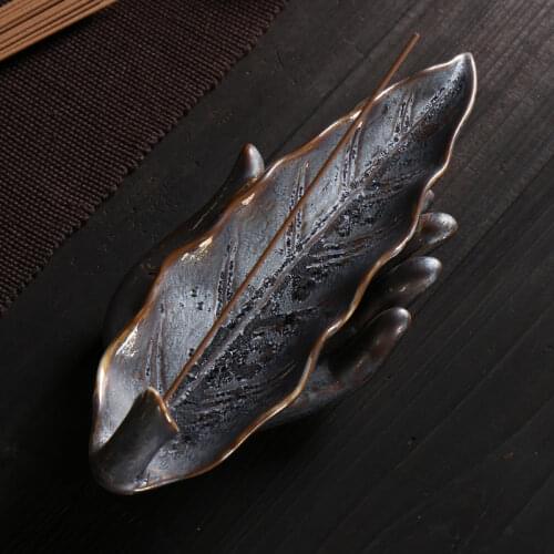 Buddha Hand Lotus Leaf Incense Burner Vintage Incense Stick Holder Censer Incense Therapy Home Teahouse Ornaments Craft Gift