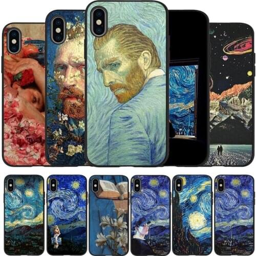 Van Gogh Starry sky art Black TPU Silicone Soft Phone Case For iPhone 11 12 Pro X XR XS MAX 5 6 7 8 Plus SE 2020
