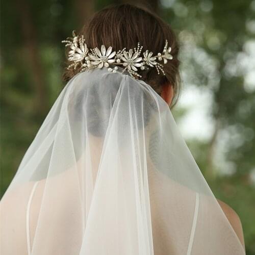 Flower Wedding Hair Crown Bridal Headband Light Gold Color Women Tiara Handmade Party Prom Hair Piece