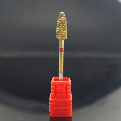 EasyNail~ 1pc Gold Carbide Nail File Drill Bits Carbide Nail File Drills Machine For Nail Art Manicure Pedicure Rotary Tool
