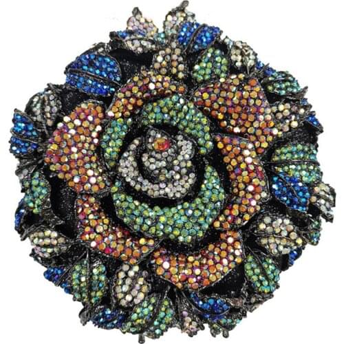 Elegant Red Flower Crystal Rhinestone Clutch Bag Women Wedding Party Purse XIYUAN Brand Ladies Gemstone Flower Messenger Handbag