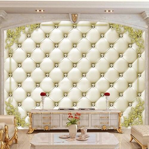 Custom 3D Diamond Soft Pack Imitation Leather Pattern Mural Wallpaper European Style Bedroom Living Room TV Background Decor Art