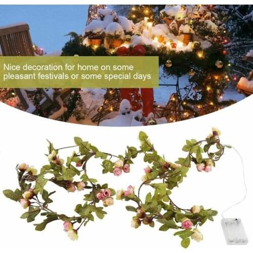 Garland String Lights Realistic Flower Leaves Wreath Lamp for Wedding Christmas Parties Decoration