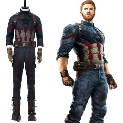 Cosplay Captain Steven Rogers Outfit Costume Battle Uniform Suit Top Pants Full Set Halloween Carnival Costume