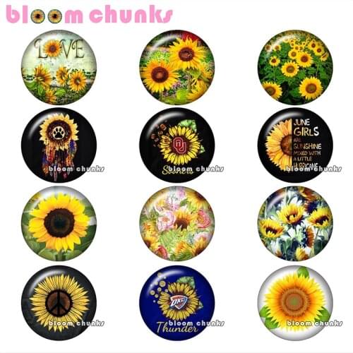 Love sunflower sports Round photo glass cabochon demo flat back Making findings 12mm/18mm/20mm/25mm A9054