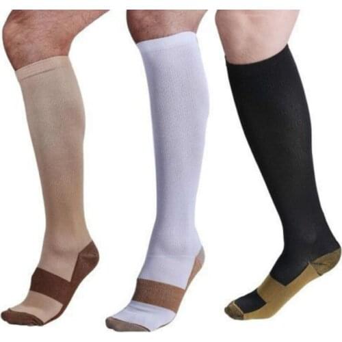 Unisex Anti-Fatigue Copper Compression Socks 20-30mmHg Soft Pain-Relieving Patchwork Stockings Suitable For Running S-XXL