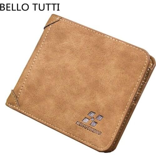 BELLO TUTTI 2021New Men Short Key Wallet Handbag Fashion PU Leather Clutch Bag Money Clip Retro Card&ID Holder Change Coin Purse