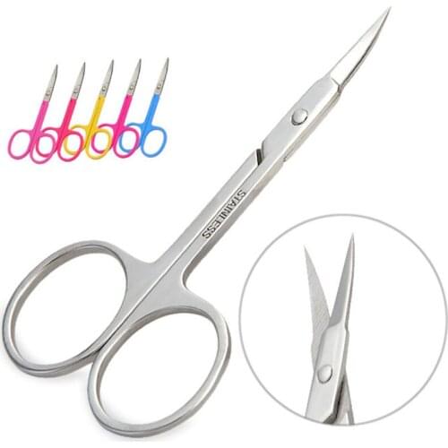 Stainless Steel Eyebrow Trimmer Scissor Bend Head Eyebrow Trimmer Nose Hair Trimming Scissor Beauty Tools Tailor Scissor E1176