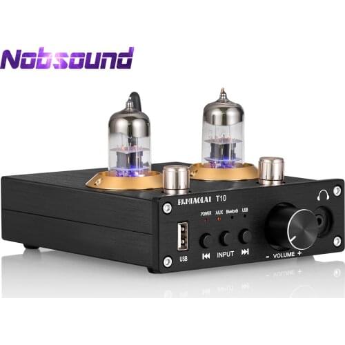 Nobsound HiFi Bluetooth 5.0 Vacuum Tube Power Amplifier Stereo Desktop Headphone Amp USB Music Player 50W+50W