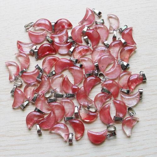 Wholesale 30pcs/lot Fashion Natural watermelon red Moon Shape charms bead Pendants DIY Jewelry Making for women free shiping