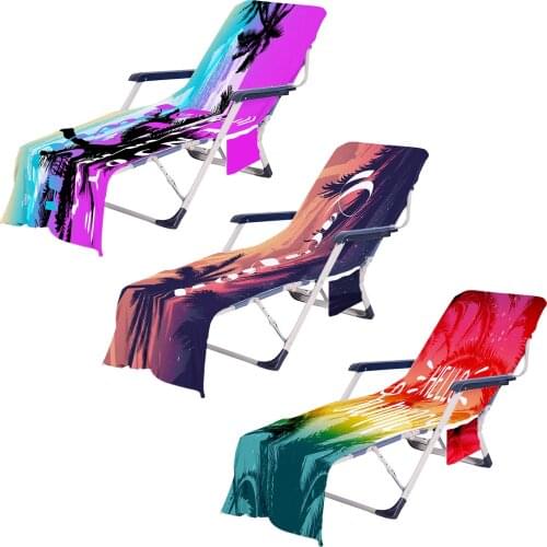 Portable Beach Chair Long Towel Strap Beach Bed Chair Towel Cover With Pocket For Summer Outdoor Pool Lounger Cover